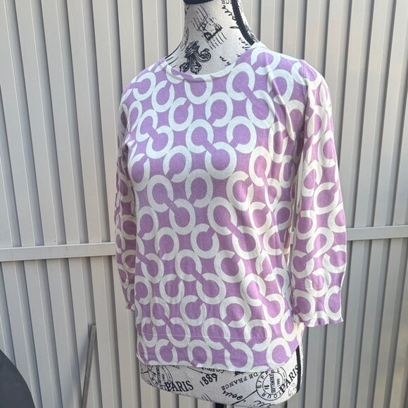 Vintage Coach 100% Cotton Purple and White Monogram C Logo Sweater Top - Picture 2 of 9